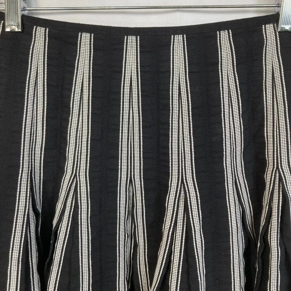 Talbots‎ Petites Skirt Womens Sz 2P Black White Striped Cotton Pleated A-Line